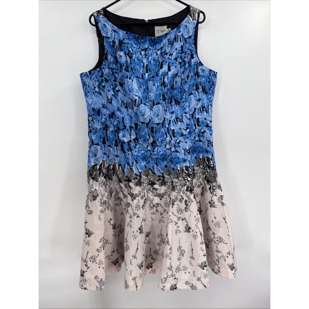 J Taylor Plus Size 18 Dress Sleeveless Fit n Flare Ombre Floral Mini